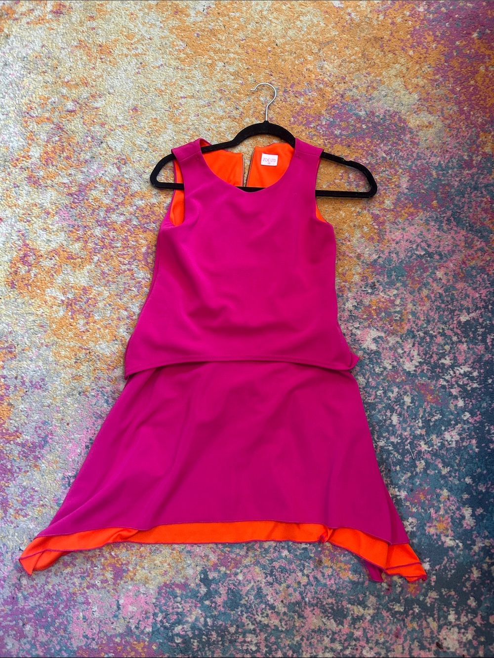 Zoe Ltd Hot Pink Dress with Orange Lining - Girls Sleeveless Two-Tone